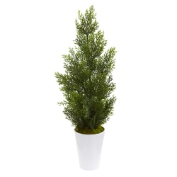Nearly Natural Cedar Pine 27"H Artificial Indoor/Outdoor Mini Tree With Decorative Planter, 27"H x 13"W x 13"D, Green
