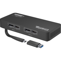 Plugable 4K DisplayPort and HDMI Dual Monitor Adapter for USB 3.0 and USB-C - Compatible with Windows and Mac