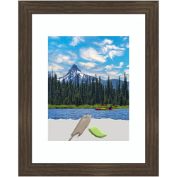 Amanti Art Woodgrain Stripe Wood Picture Frame, 13" x 16", Opening Size 11" x 14" (Matted To 8" x 10"), Chocolate