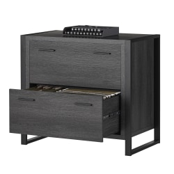 Realspace® DeJori 32-3/4"W x 19-9/16"D Lateral 2-Drawer File Cabinet, Charcoal