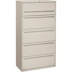 HON® Brigade® 700 36"W Lateral 5-Drawer File Cabinet, Metal, Light Gray