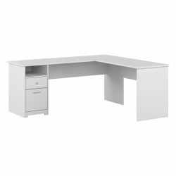 Bush Business Furniture Cabot 72"W L-Shaped Corner Desk With Drawers, White, Standard Delivery