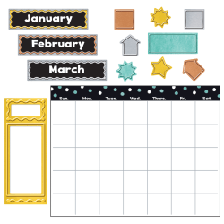 Trend I Heart Metal 30-Piece Wipe-Off Calendar Bulletin Board Set, Multicolor