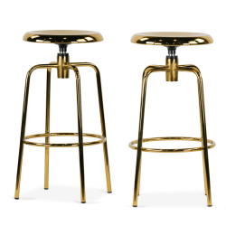 Glamour Home Ayala Chrome Counter Height Stools, Gold, Set Of 2 Stools