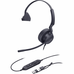 Yealink UH42 Wired Headset, Mono, 20 Hz to 20 kHz, Over-the-head, On-ear, Monaural, Supra-aural, 1.97' Cable