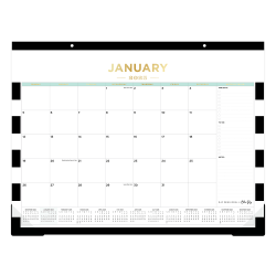 2025 Blue Sky Monthly Desk Pad Planning Calendar, 22" x 17", Rugby Stripe, January 2025 To December 2025