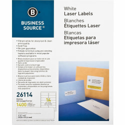 Business Source Bright White Premium-quality Address Labels - 1 1/3"x 4" - Permanent Adhesive - Rectangle - 26114