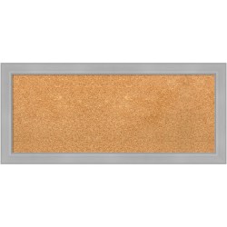 Amanti Art Cork Bulletin Board, 33" x 15", Natural, Vista Brushed Nickel Polystyrene Frame
