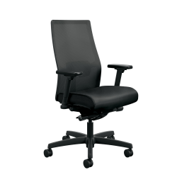 HON® Ignition 2.0 Ergonomic Mesh Mid-Back Office Chair with Vinyl Seat, Black/Black