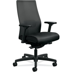 HON® Ignition 2.0 Ergonomic Mesh Mid-Back Office Chair with Vinyl Seat, Black/Black