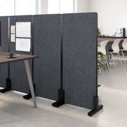 WorkPro® Motiva Freestanding Privacy Screen, 54-7/8"H x 23-15/16"W x 15"D, Cool Charcoal, Standard Delivery