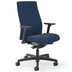 HON® Ignition 2.0 Ergonomic Fabric-Upholstered Mid-Back Task Chair, Navy/Black