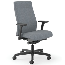 HON® Ignition 2.0 Ergonomic Fabric-Upholstered Mid-Back Task Chair, Basalt/Black