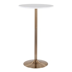 LumiSource Pebble Contemporary/Glam Adjustable Table, 42 H x 23 3/4 W x 23 3/4 D, Gold/White