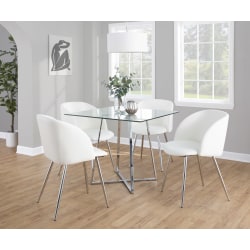 LumiSource Fran Contemporary Chairs, White/Chrome, Set Of 2 Chairs