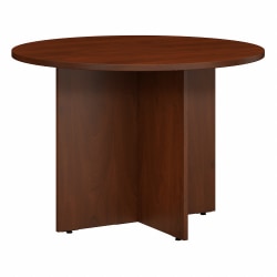 Bush Business Furniture Round Conference Table with Wood Base, 42"W, Hansen Cherry, Standard Delivery