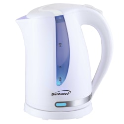 Brentwood® KT-1616W 1,100-Watt 1.7 L Cordless Electric Kettle with Concealed Stainless Steel Heating Element, 360° Base, Auto Shutoff and Boil-Dry Protection, White