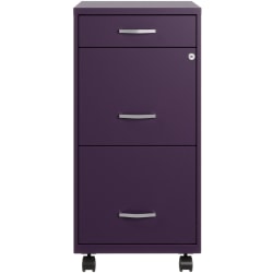 Realspace® SOHO Organizer 18"D Vertical 3-Drawer Mobile File Cabinet, Purple