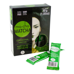 Ma-Cha Ceremonial Organic Matcha Sticks, 1.08 Oz, Carton Of 6 Boxes