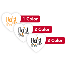 Custom 1, 2 Or 3 Color Printed Labels/Stickers, Heart Shape, 1-1/8" x 1-1/8", Box Of 250