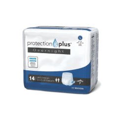 Protection Plus Overnight Protective Underwear, Large, 40 - 56", White, Bag Of 14, Case Of 4 Bags