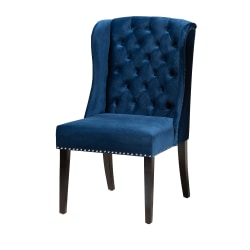 Baxton Studios Lamont Dining Chair, Navy Blue/Dark Brown