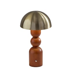 Adesso Connie LED Cordless Table Lamp, Walnut with Antique Brass Shade