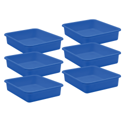 Teacher Created Resources Large Plastic Letter Trays, 3"H x 11-1/2"W x 14"D, Blue, Pack Of 6 Trays