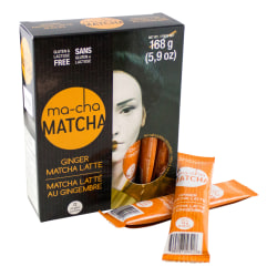 Ma-Cha Ginger Matcha Sticks, 5.9 Oz, 12 Per Box, Carton Of 3 Boxes