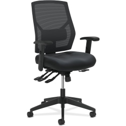 HON® Crio Ergonomic Leather High-Back Task Chair With Asynchronous Control, Black