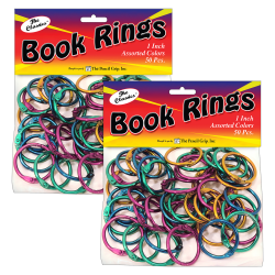 The Pencil Grip Book Rings, 1", Assorted, 50 Rings Per Pack, Set Of 2 Packs