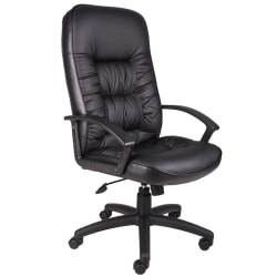 Boss Office Products LeatherPlus High-Back Executive Chair, Black