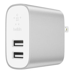 Belkin® 2-Port Home Charger With Lightning Cable, Silver, F8J230DQ04-SLV