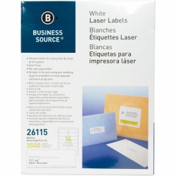 Business Source Bright White Premium-quality Address Labels - 1 1/3"x 4" - Permanent Adhesive - Rectangle - 26115