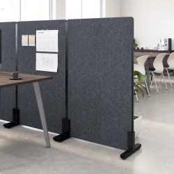 WorkPro® Motiva Freestanding Privacy Screen, 54-7/8"H x 34-1/8"W x 15"D, Cool Charcoal, Standard Delivery