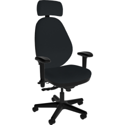 Sitmatic GoodFit Ergonomic Fabric High-Back Manager Chair With Headrest And Extended Cylinder, Black
