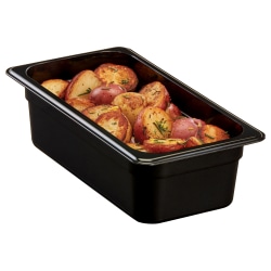 Cambro H-Pan High-Heat GN 1/3 Food Pans, 4"H x 6-15/16"W x 12-3/4"D, Black, Pack Of 6 Pans