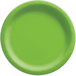 Amscan Round Paper Plates, Kiwi Green, 6-3/4", 50 Plates Per Pack, Case Of 4 Packs