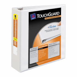 Avery® Touchguard™ View 3-Ring Binder With EZ-Turn™ Rings And Antimicrobial Protection, 3" D-Rings, 40% Recycled, White