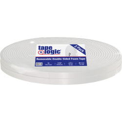 Tape Logic Removable Double-Sided Foam Tape, 1" x 36 Yd., White, Case Of 2 Rolls
