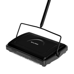 Alpine Industries Manual Triple-Brush Floor And Carpet Sweeper, 42-1/2"H x 11-1/16"W x 7-15/16"D, Black