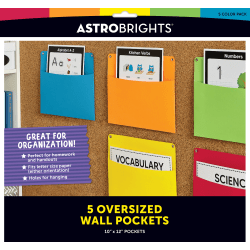 Astrobrights® Wall Pockets, 12" x 10", Assorted, Pack Of 5 Pockets