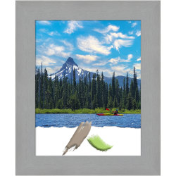 Amanti Art Rectangular Picture Frame, 14" x 17", Matted For 11" x 14", Brushed Nickel