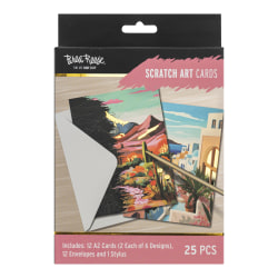 Brea Reese® Scratch Art Card Kit, A2 (4-1/4" x 5-1/2"), Landscape Designs, Kit Of 25 Pieces