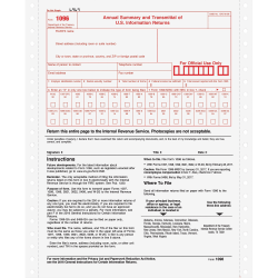 TOPS 1096 Tax Form Carbonless Copy, 8 1/2" x 11", 2-Part, White, Pack Of 10