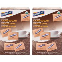 Genuine Joe Turbinado Natural Cane Sugar Packets - Packet - 0.159 oz (4.5 g) - Cane Sugar Flavor - Natural Sweetener - 400/Carton