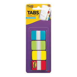 Post-it® Tabs With On-The-Go Dispenser, 1", Assorted Colors (686-ALYR1IN), Pack Of 88 Tabs; Aqua,Lime,Yellow,Red
