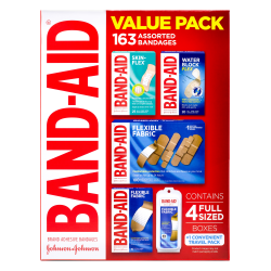 Band-aid® Value Pack, Assorted Sizes, Pack Of 163 Bandages