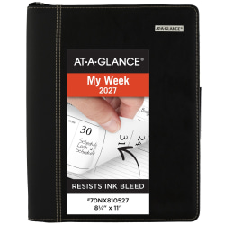 AT-A-GLANCE® Executive 2027 Weekly Monthly Appointment Book with Zipper, Black, Large, 8 1/4" x 11"