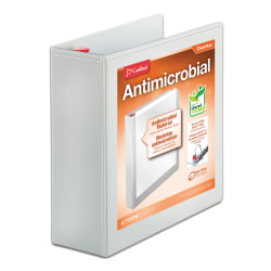 Cardinal Treated ClearVue™ Locking 3-Ring Binder, 4" D-Rings, 52% Recycled, White